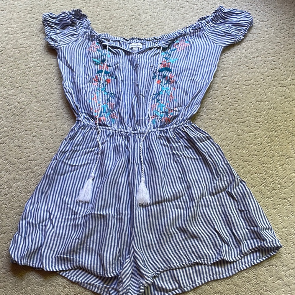 Love, fire striped romper